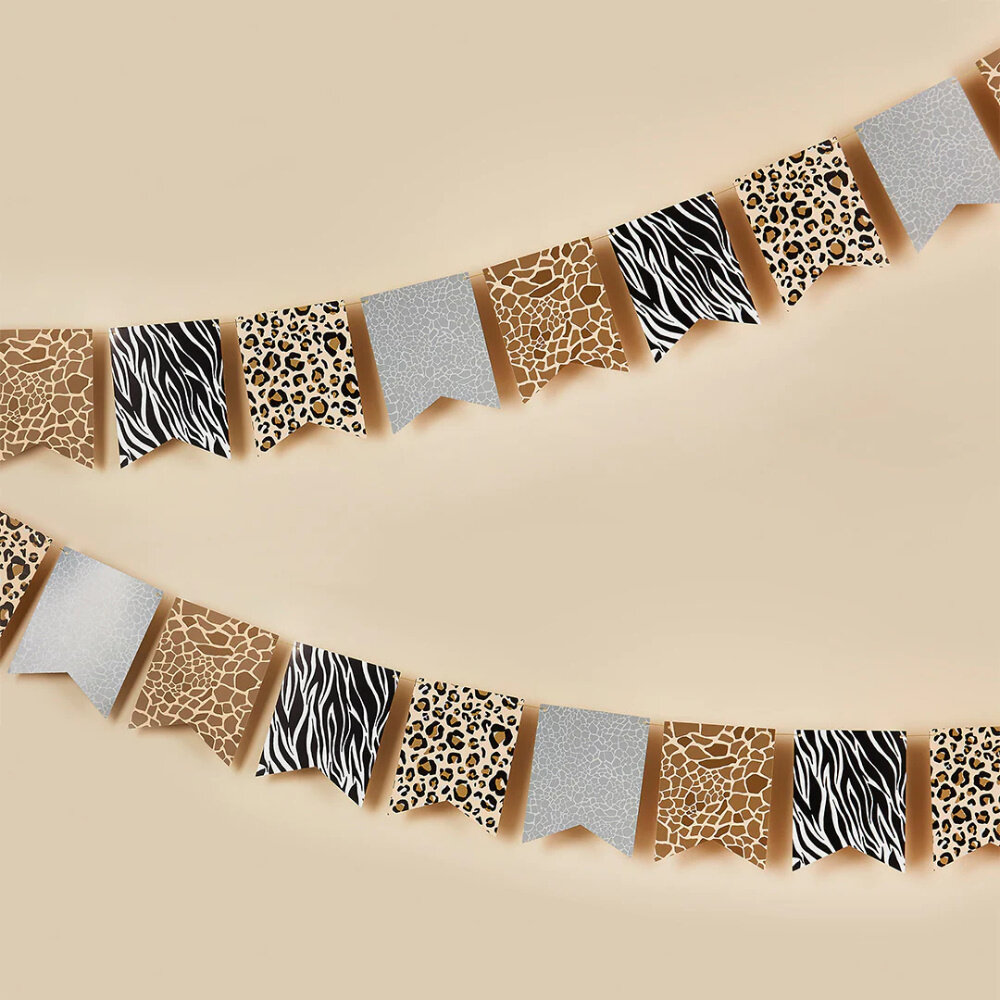 Hootyballoo Girlande mit Safari-Tiermotiven | 250 cm