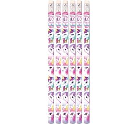 Henbrandt Crayons licorne avec gomme 19 cm | Lot de 6