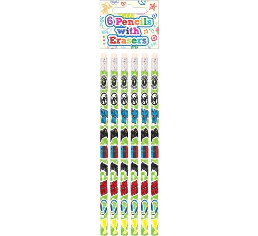 Henbrandt Crayons de jeu avec gomme 19 cm | Lot de 6