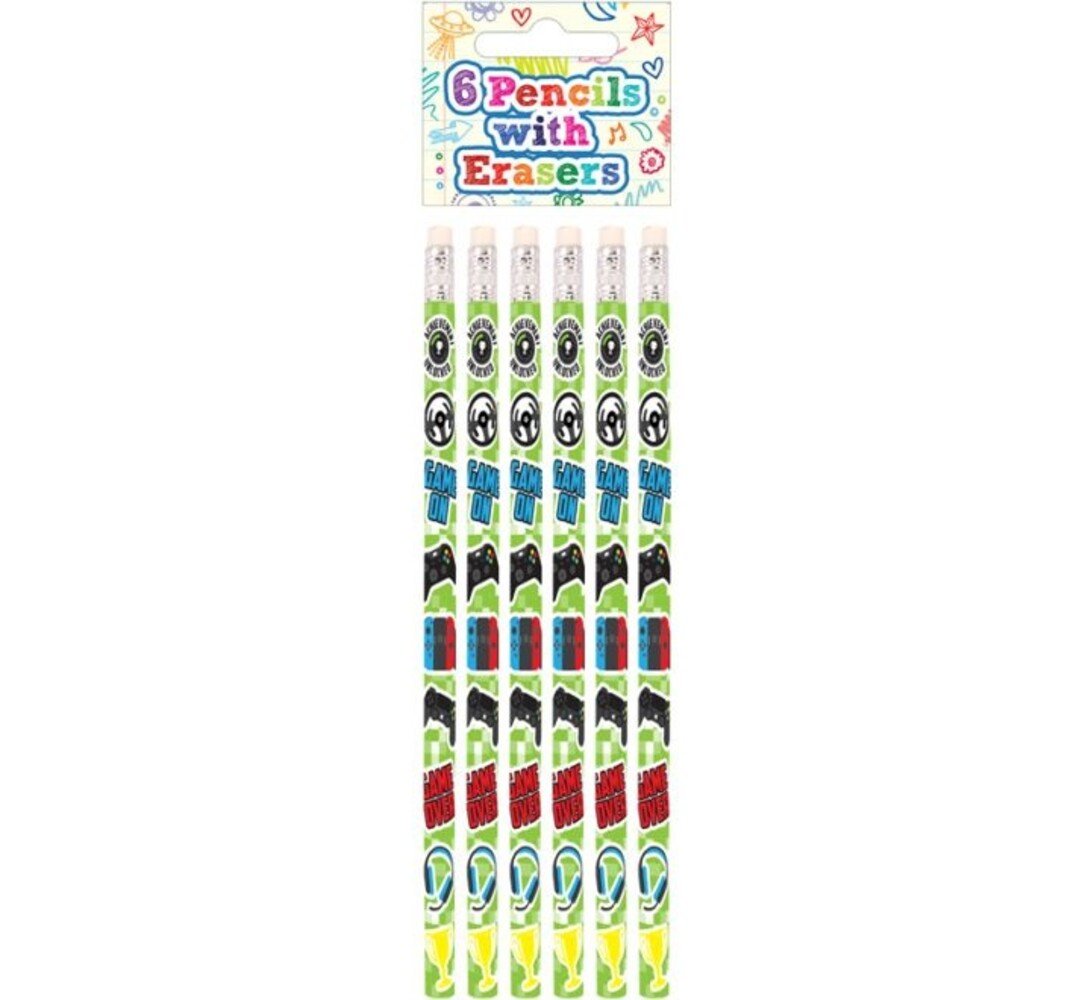Henbrandt Gamer-Bleistifte mit Radiergummi, 19 cm | 6 Stück