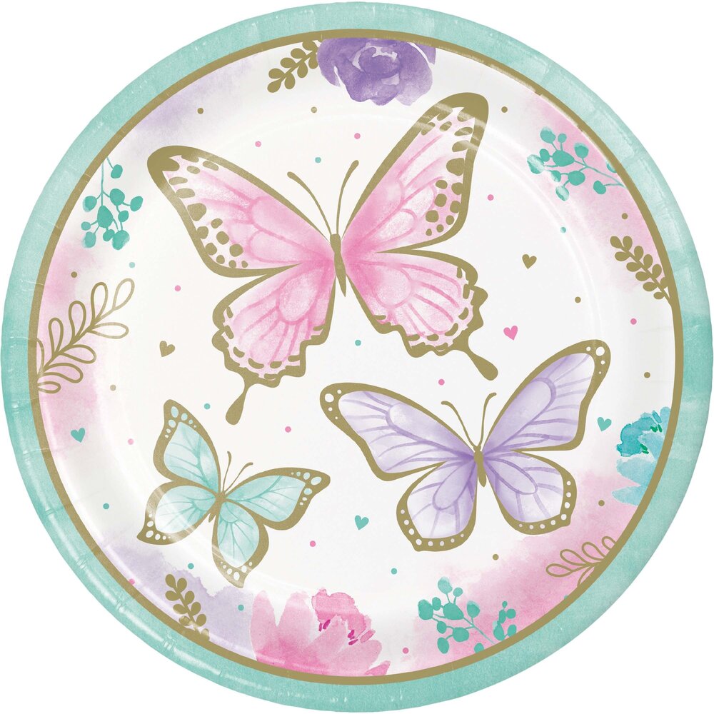 Creative Converting Butterfly Shimmer Plates 23cm | 8 pieces