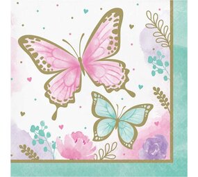 Creative Converting Servetten Vlinder Butterfly Shimmer 33x33cm | 16 stuks Creative Converting Servetten Vlinder Butterfly Shimmer 33x33cm | 16 stuks