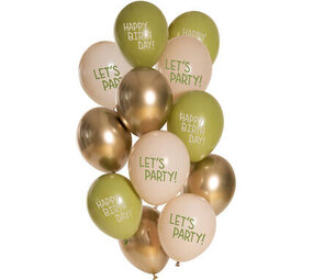 Folat Set mit goldenen Olivenballons, 33 cm | 12 Stück