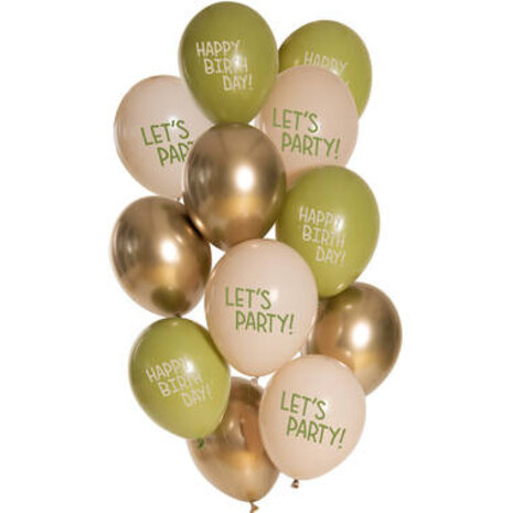 Folat Set mit goldenen Olivenballons, 33 cm | 12 Stück