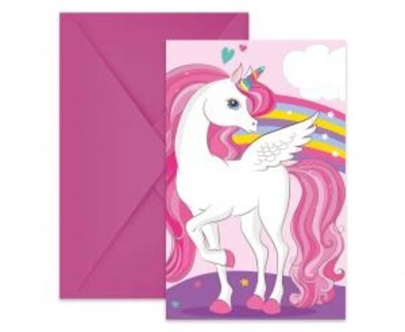 Procos Party Invitations Licorne Couleurs Arc-en-ciel | 6 pièces