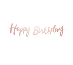 Tuf-Tuf Guirlande de lettres « Joyeux anniversaire » or rose | 110 x 20 cm
