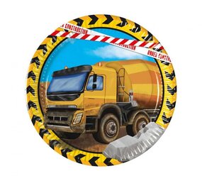 Procos Party Panneaux « Bétonnière en construction » 20 cm | 8 pièces