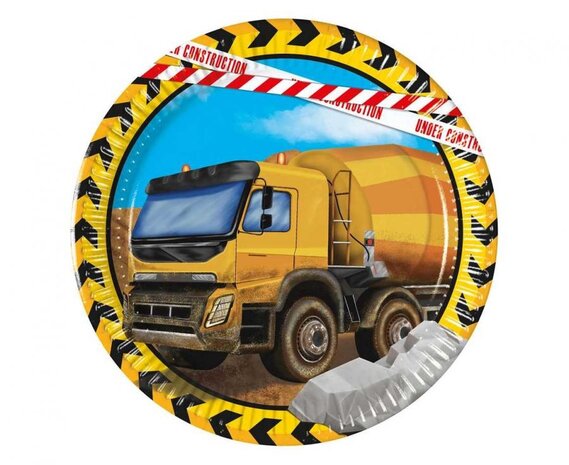 Procos Party Panneaux « Bétonnière en construction » 20 cm | 8 pièces