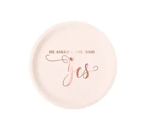 Tuf-Tuf Verlovings Bordjes He Asked & She Said Yes 18cm | 6 stuks Tuf-Tuf Verlovings Bordjes He Asked & She Said Yes 18cm | 6 stuks