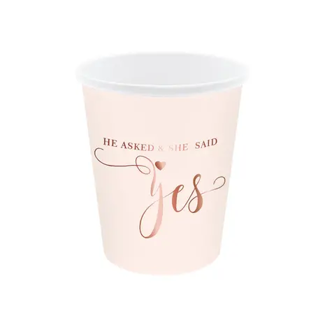 Tuf-Tuf Tasses de fiançailles « Il a fait sa demande et elle a dit oui » 220 ml | Lot de 6