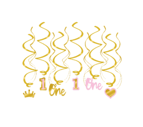 Paper Dreams 1 Jaar Versiering Swirls Roze | 12 Stuks Paper Dreams 1 Jaar Versiering Swirls Roze | 12 Stuks