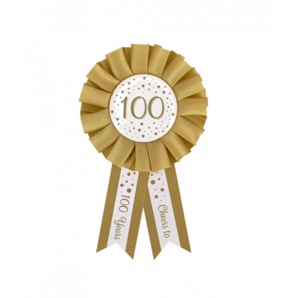 Paper Dreams Ages Rosette 100 Years White/ Gold 14cm | per piece Paper Dreams Ages Rosette 100 Years White/ Gold 14cm | per piece
