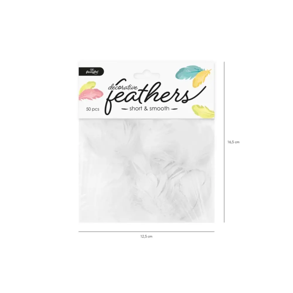 Tuf-Tuf White Decorative Feathers 5-8cm | 50 pieces