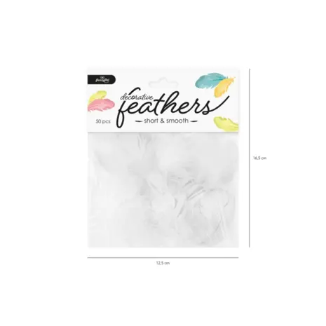 Tuf-Tuf White Decorative Feathers 5-8cm | 50 pieces