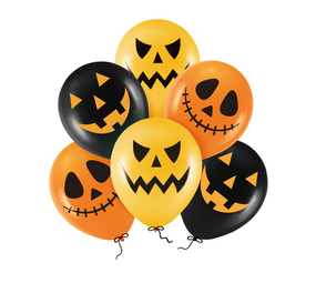 Tuf-Tuf Halloween-Luftballons, orange-schwarz | 6 Stück