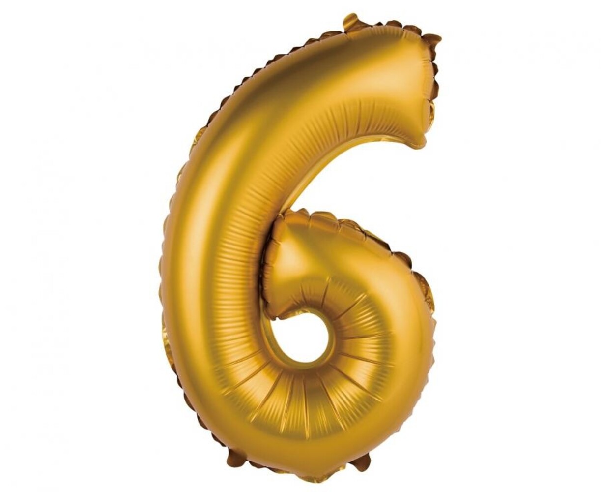 Godan Matte Gold Foil Balloon Number 6 | 35cm