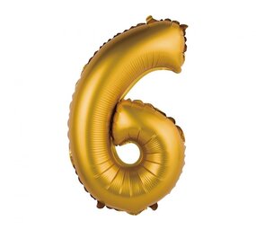 Godan Ballon chiffre 6 en feuille d'or mat | 35 cm