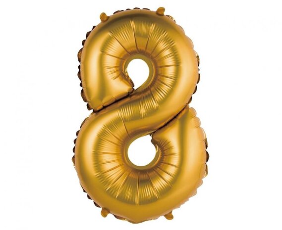 Godan Ballon chiffre 8 en feuille d'or mat | 35 cm
