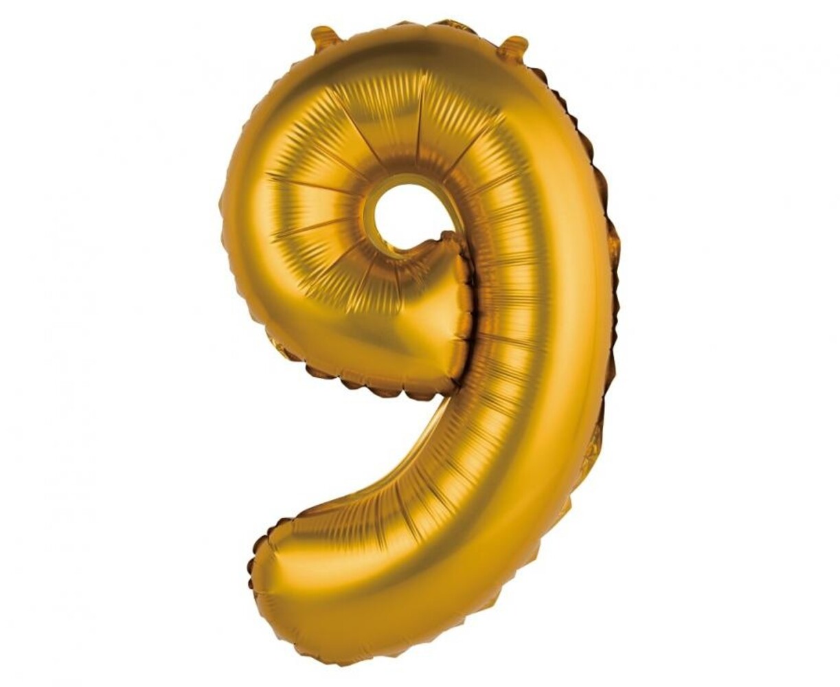 Godan Matte Gold Foil Balloon Number 9 | 35cm