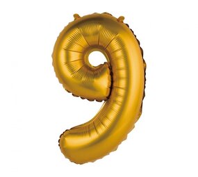 Godan Folie Ballon Mat Goud Cijfer 9 | 35cm Godan Folie Ballon Mat Goud Cijfer 9 | 35cm