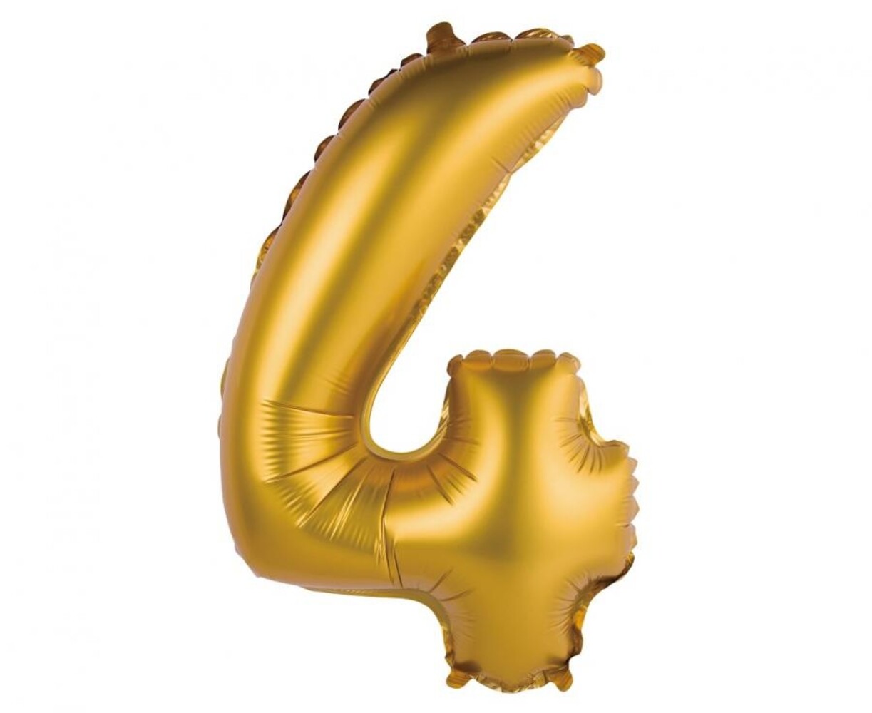 Godan Matte Gold Foil Balloon Number 4 | 35cm