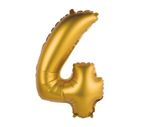 Godan Mattgoldener Folienballon Zahl 4 | 35 cm