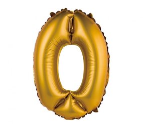 Godan Folie Ballon Mat Goud Cijfer 0 | 35cm Godan Folie Ballon Mat Goud Cijfer 0 | 35cm