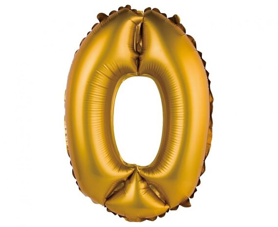 Godan Folie Ballon Mat Goud Cijfer 0 | 35cm Godan Folie Ballon Mat Goud Cijfer 0 | 35cm