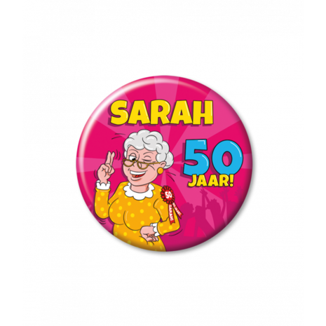 Paper Dreams Sarah Cartoon 50 Years Button 5.5cm | per piece