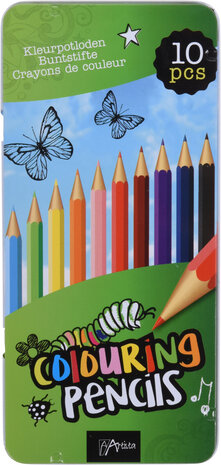 Tuf-Tuf Crayons de couleur, 10 pièces, 18 cm | par boîte métallique