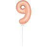 Folat Ballon chiffre 9 or rose avec tige | 36 cm Folat Ballon chiffre 9 or rose avec tige | 36 cm