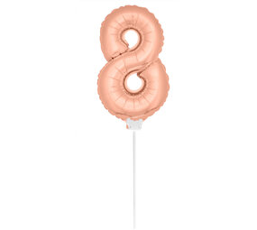 Folat Ballon chiffre 8 or rose avec tige | 36 cm