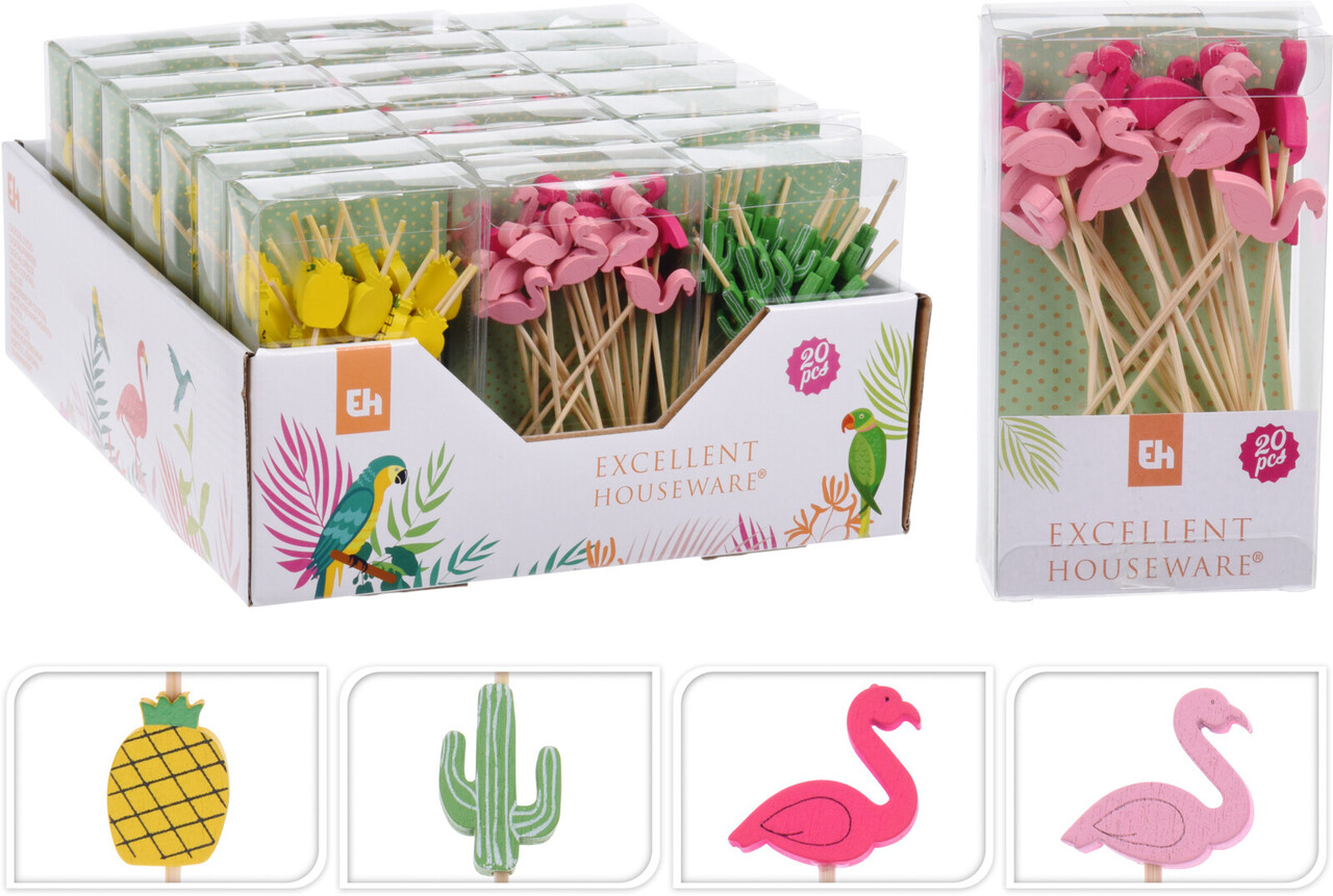 Tuf-Tuf Cactus Cocktailprikkers 12cm | 20 stuks Tuf-Tuf Cactus Cocktailprikkers 12cm | 20 stuks