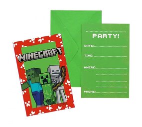 Procos Party Minecraft-Einladungen | 6 Stück