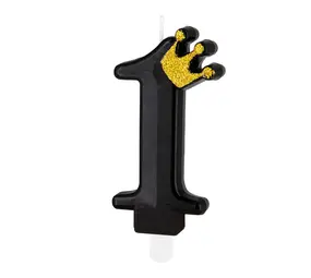 Tuf-Tuf Bougie noire à couronne dorée 9 cm | numéro 1