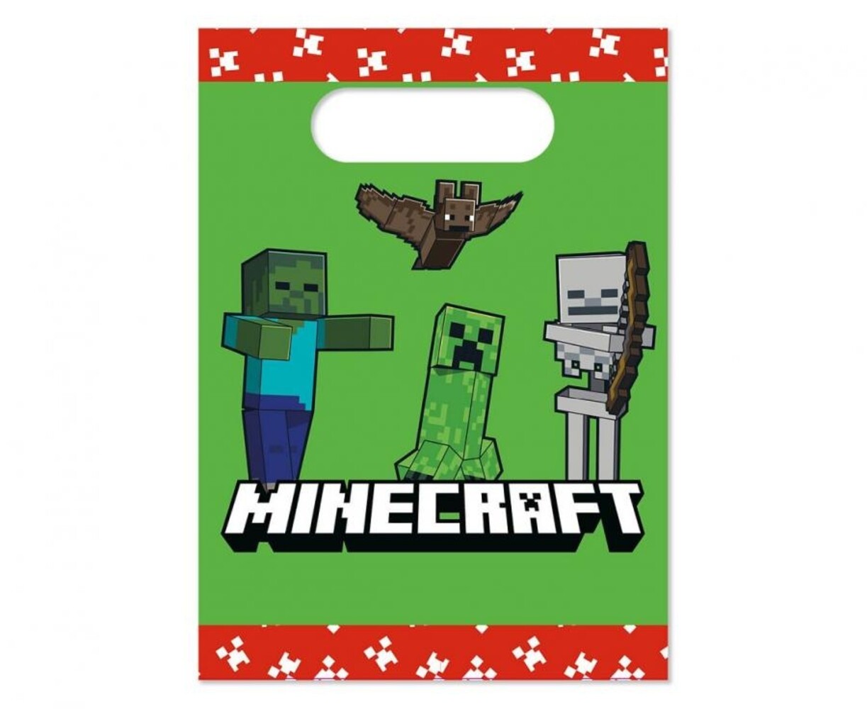 Procos Party Minecraft Uitdeelzakjes 16x22cm | 4 stuks Procos Party Minecraft Uitdeelzakjes 16x22cm | 4 stuks