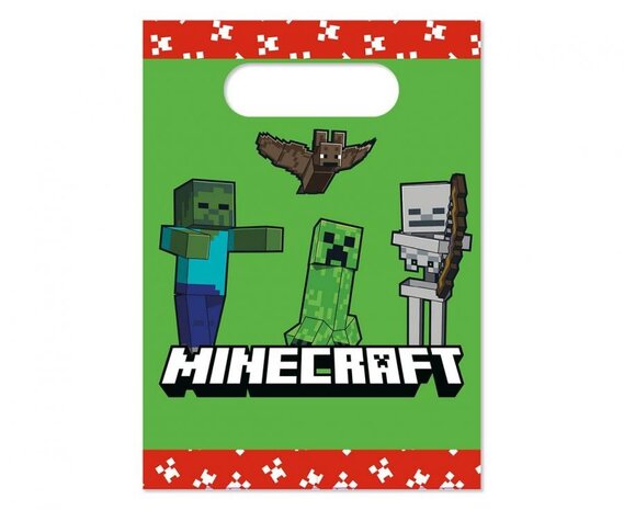 Procos Party Sachets cadeaux Minecraft 16x22cm | 4 pièces