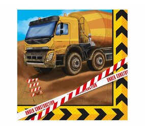 Procos Party Servetten Under Construction 33x33cm | 20 stuks