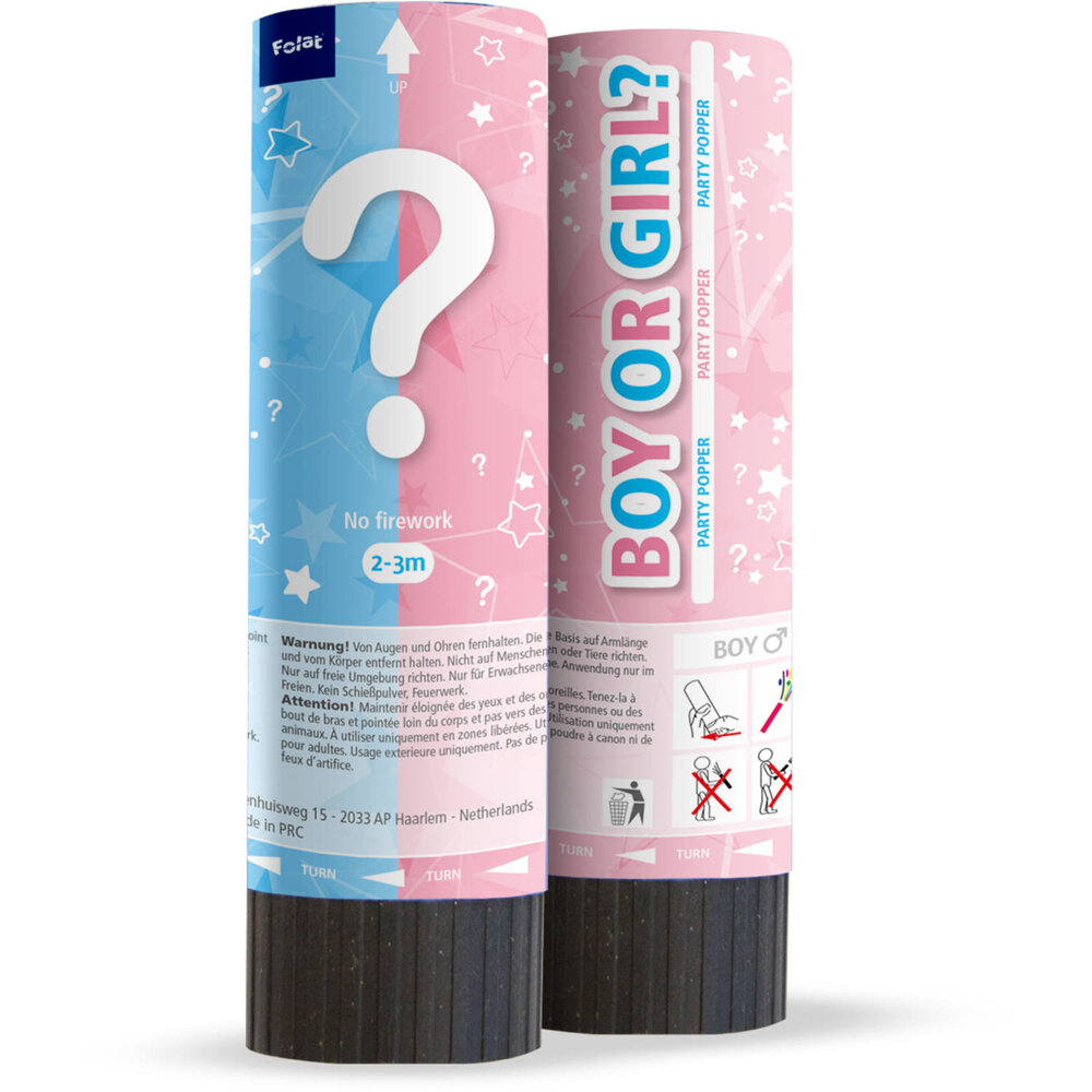 Lance-confettis pour révélation du sexe 15 cm - fille