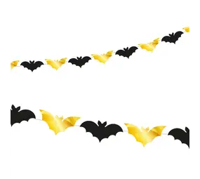 PartyPal Bat Garland Black with Gold | 2.5 m