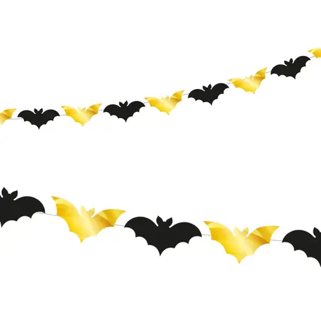 PartyPal Bat Garland Black with Gold | 2.5 m