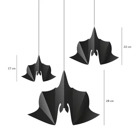PartyPal Chauve-souris noire décorative à suspendre | 6 pièces