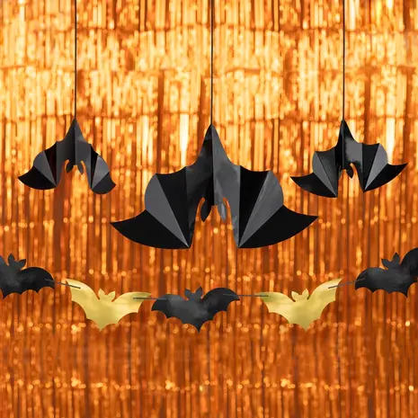 PartyPal Black Bat Hanging Decoration | 6 Pieces