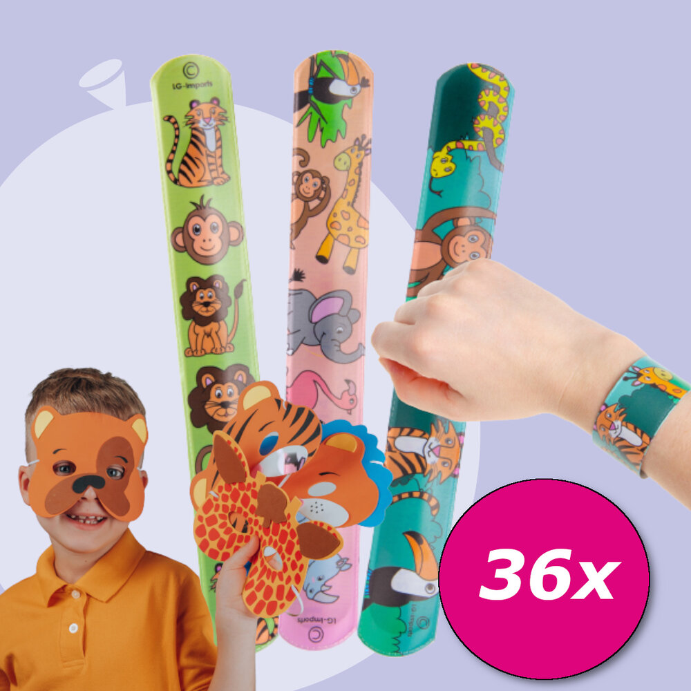LG Imports Bracelet claquant Animaux de la jungle 20 cm | 12 pièces LG Imports Bracelet claquant Animaux de la jungle 20 cm | 12 pièces