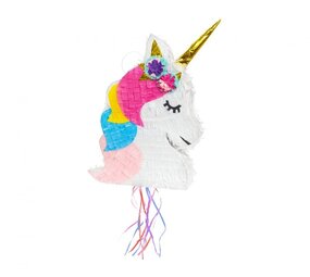 Godan Piñata à tirer en forme de tête de licorne 40 x 7,5 x 32 cm | à l'unité