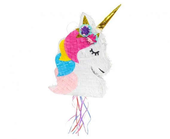 Godan Piñata à tirer en forme de tête de licorne 40 x 7,5 x 32 cm | à l'unité