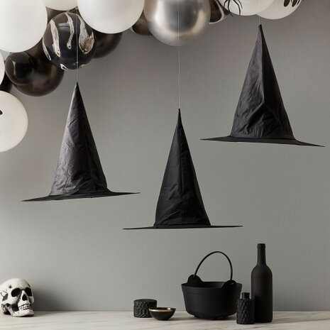 Ginger Ray Décoration suspendue en forme de chapeau de sorcière | 3 pièces