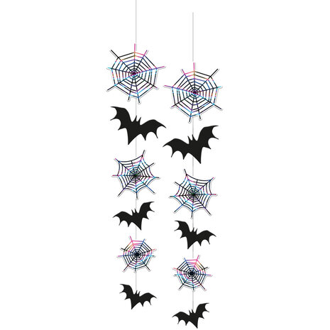Folat Hängende Fledermaus-Spinnennetz-Dekoration | 2 Stück