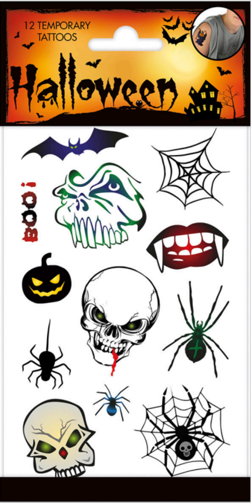 WeFiesta Tatouages ​​effrayants pour Halloween | 12 pièces