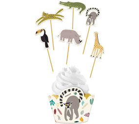 Folat Kit de décoration pour cupcakes sur le thème du zoo | 6 kits